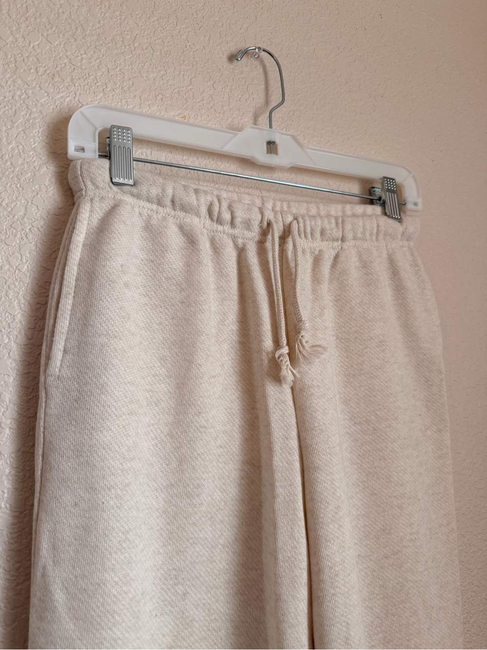 Pink Rose Cozy Wide-Leg Drawstring Cotton Sweatpants - Cream - NWOT - Picture 2 of 7